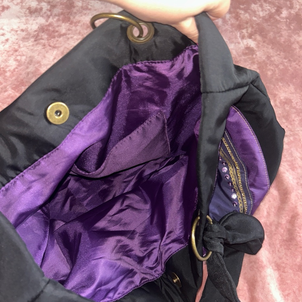 Vera Wang Princess Black and Purple Tote Bag - Picture 5 of 7